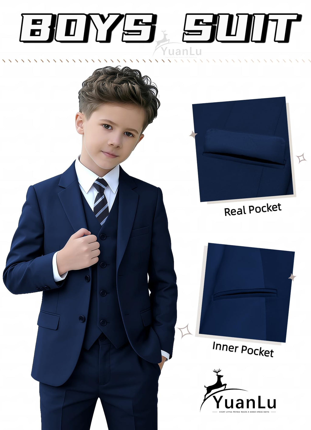 Toddler Tuxedo Slim Fit Kid Navy 4T Suit for Boys Ring Bearer Outfit