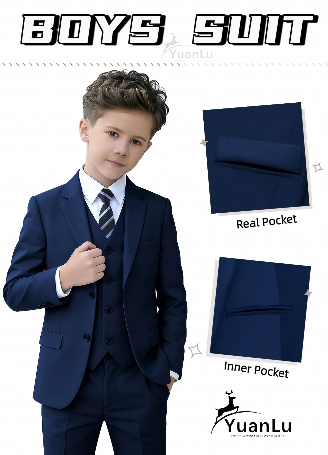 Toddler Tuxedo Slim Fit Kid Navy 4T Suit for Boys Ring Bearer Outfit