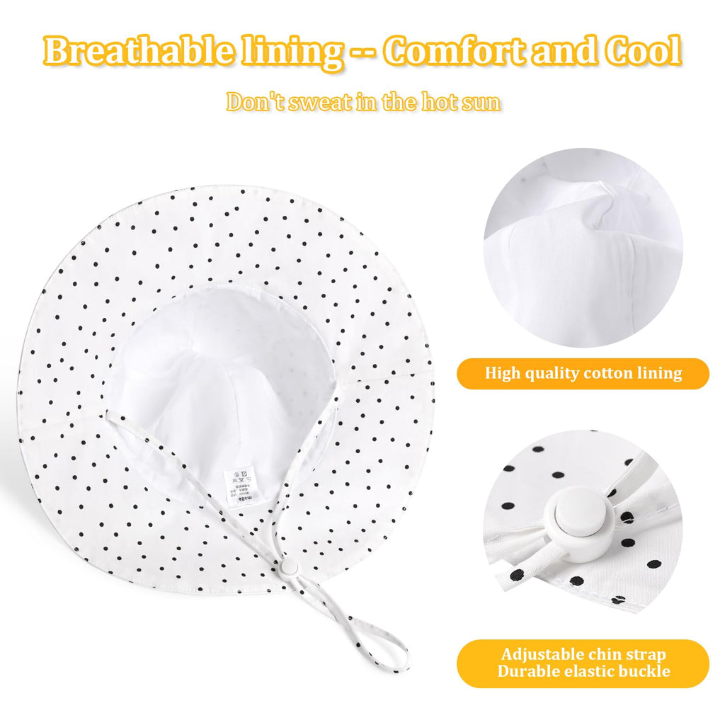 Baby Girl Sun Hat with UPF 50+ Outdoor Adjustable Beach Hat with Wide Brim Bucket Hats (6-12 Months)