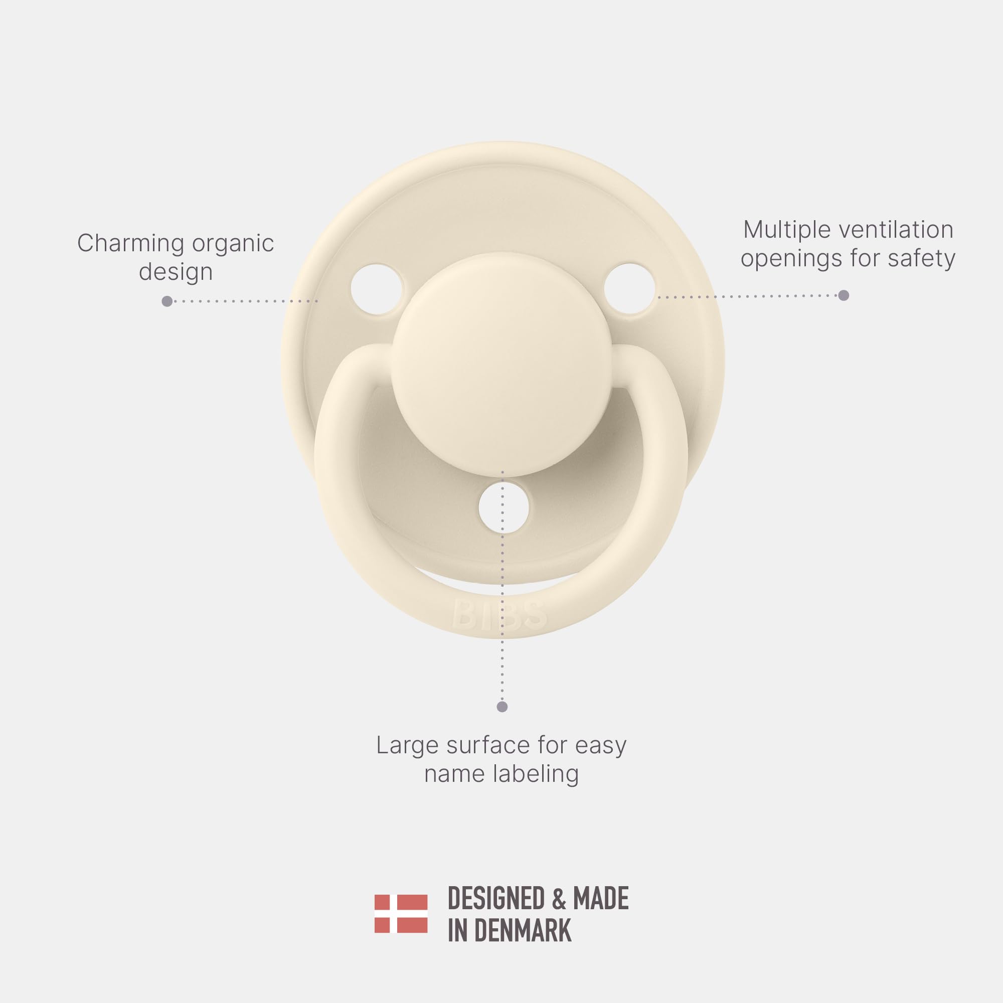 BIBS Pacifiers - De Lux Collection | BPA-Free Round Nipple | Silicone | Made in Denmark | Set of 2 Blossom/Haze Color Premium Soothers | Size One Size