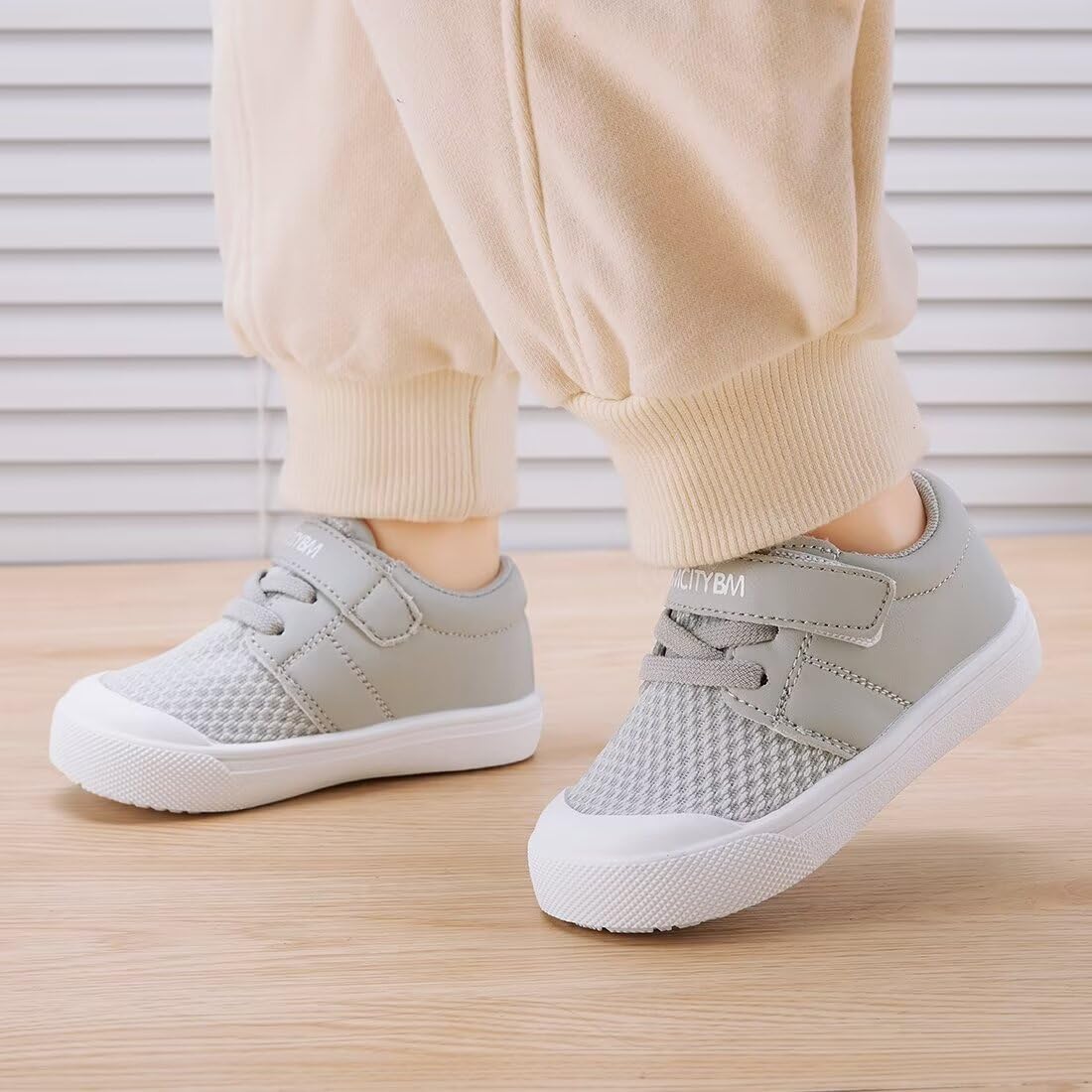 BMCiTYBM Toddler Walking Shoes Baby Boy Girl Barefoot Sneakers Grey Size 7