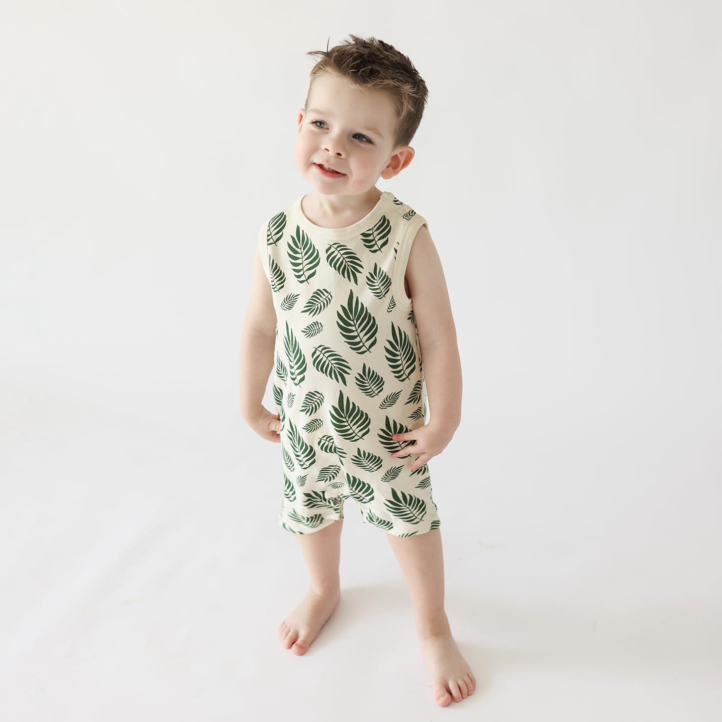 PARADE Organic Tank Rompers - Signature Prints Palm Leaves 2T