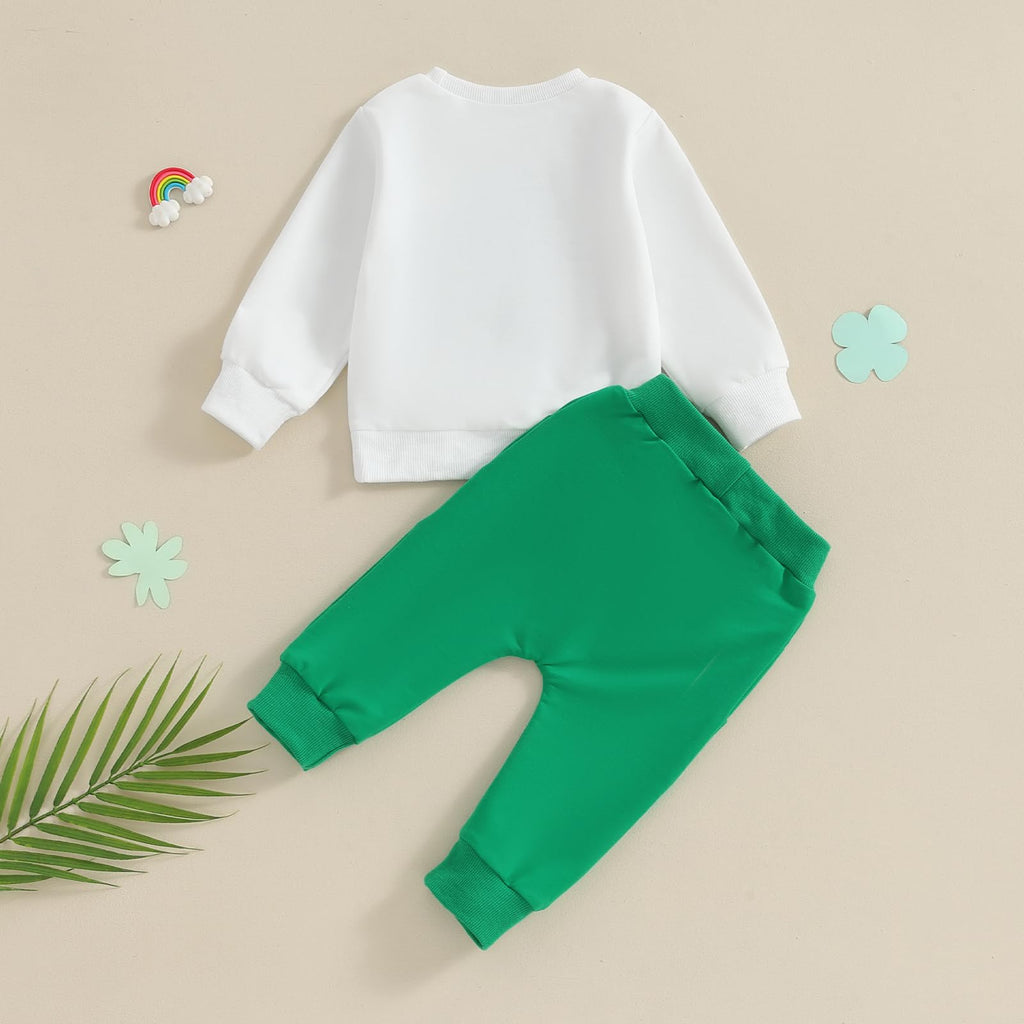 Kupretty Baby Boy St. Patrick Outfit Lucky Sweatshirt Pants Green 12-18M