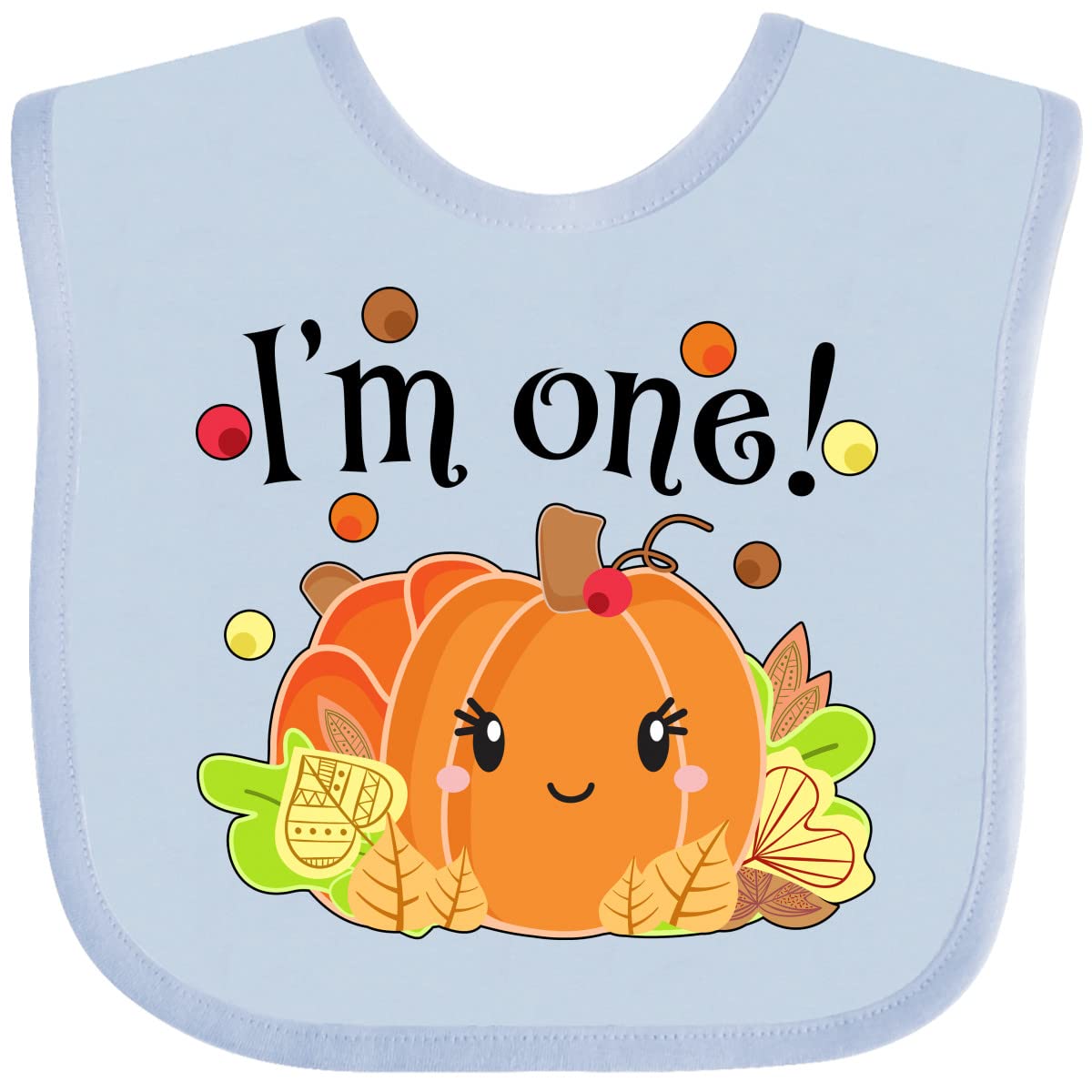 inktastic I'm One- Pumpkin Birthday Autumn Baby Bib Heather and White 331b5