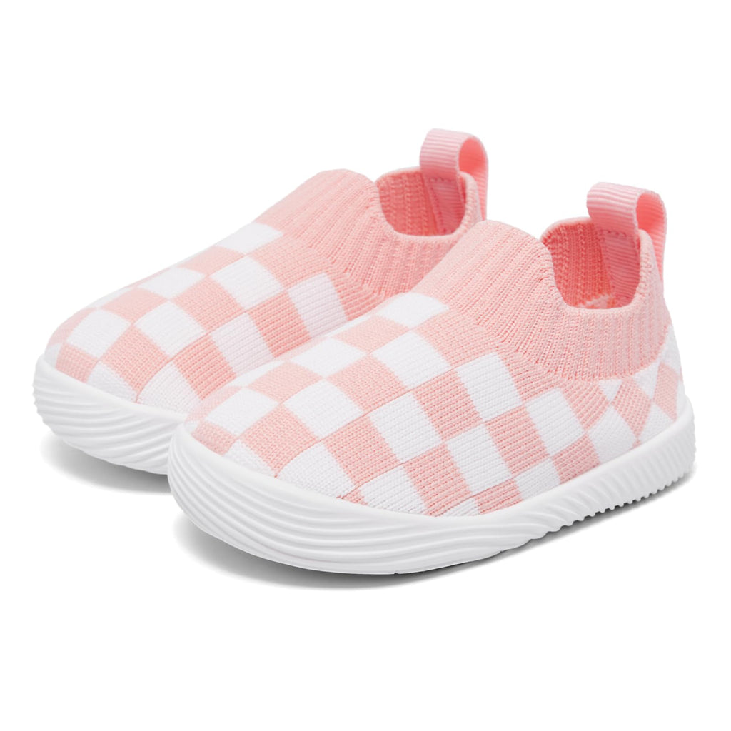 MORENDL Toddler Shoes - Baby Walking Socks - Non-Slip, Breathable - Boys & Girls Sneakers - Infant Tennis Shoes - Pink, Size 7