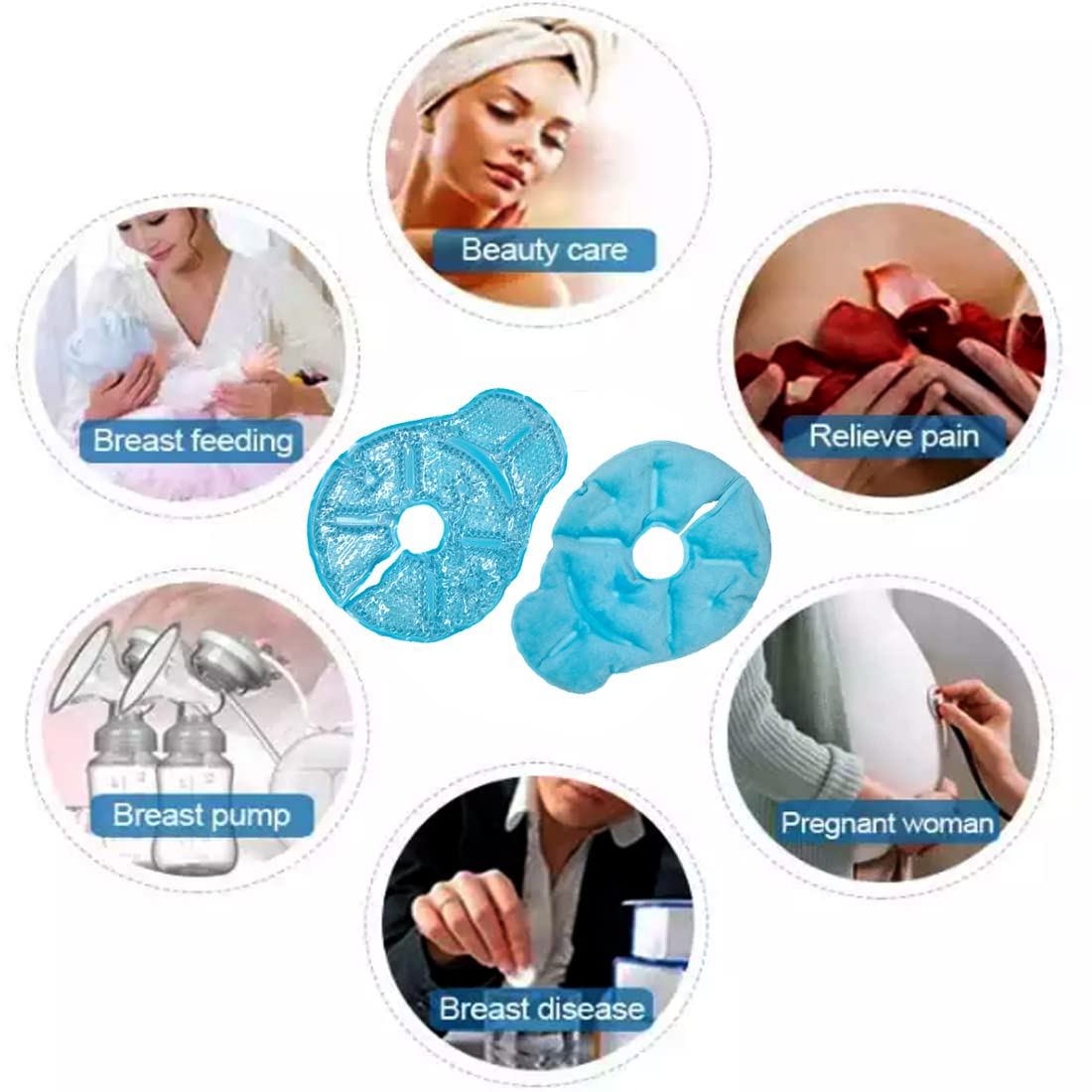 Reusable Breast Ice Packs, Breast Therapy Pack, Breastfeeding Essentials, for Breastfeeding Relief, Engorgement, Swelling Augmentation, Mastitis, Mastectomy Recovery, 2 Pack (Blue)