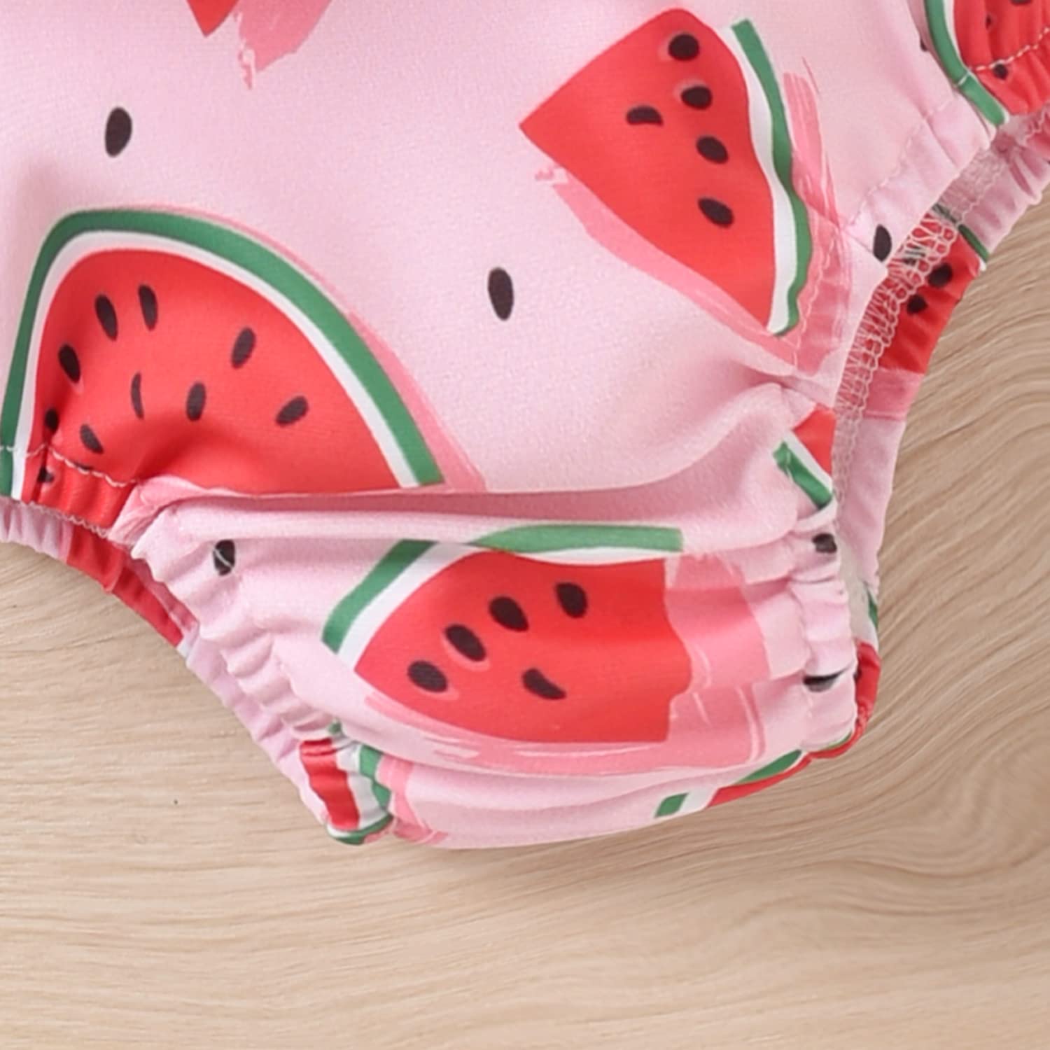 HINTINA Infant Baby Girls One Piece Swimsuits Swimming Suit Watermelon Off Shoulder Swimwear Beach Bathing Suit 6-12 Months