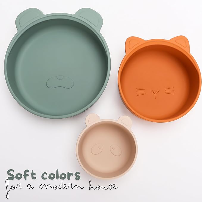 Ali+Oli Children's (3pc) Stackable Snack Bowl Set (Citrus Splash) BPA Free Food-Grade Silicone Bowls for Infant & Toddler