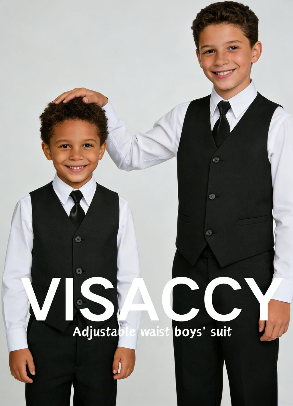 Toddler Suit for Boys 10 Formal Black Dress Vest and Pants Set for Wedding