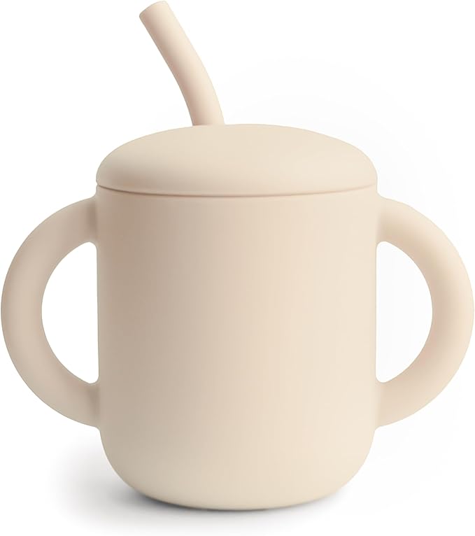 mushie 100% Silicone Training Cup & Straw for Toddlers | 6 Months+ (Shifting Sand)