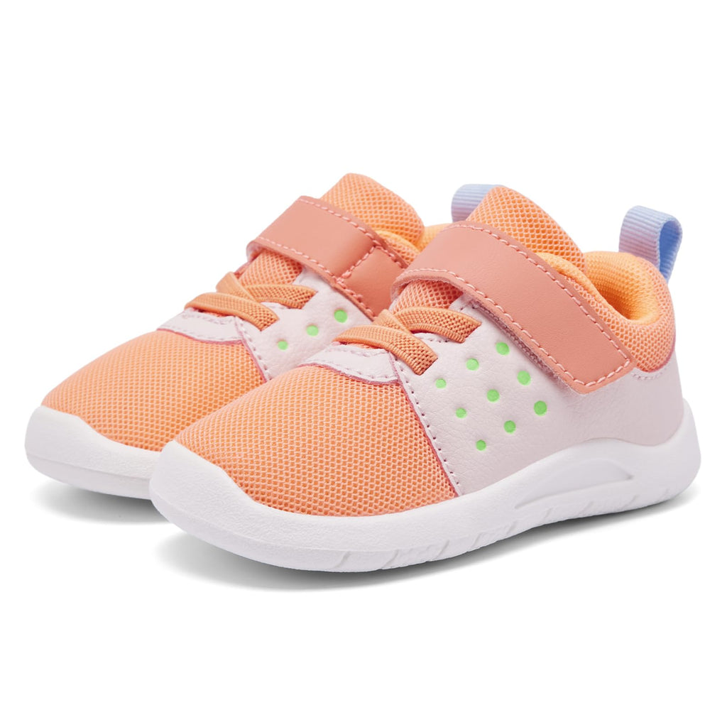 MORENDL Toddler Baby Shoes 0-4 Years Boy Girl Lightweight Breathable Non-Slip Sports Sneakers Running Walking Tennis Barefoot Shoes Orange 15-18Months