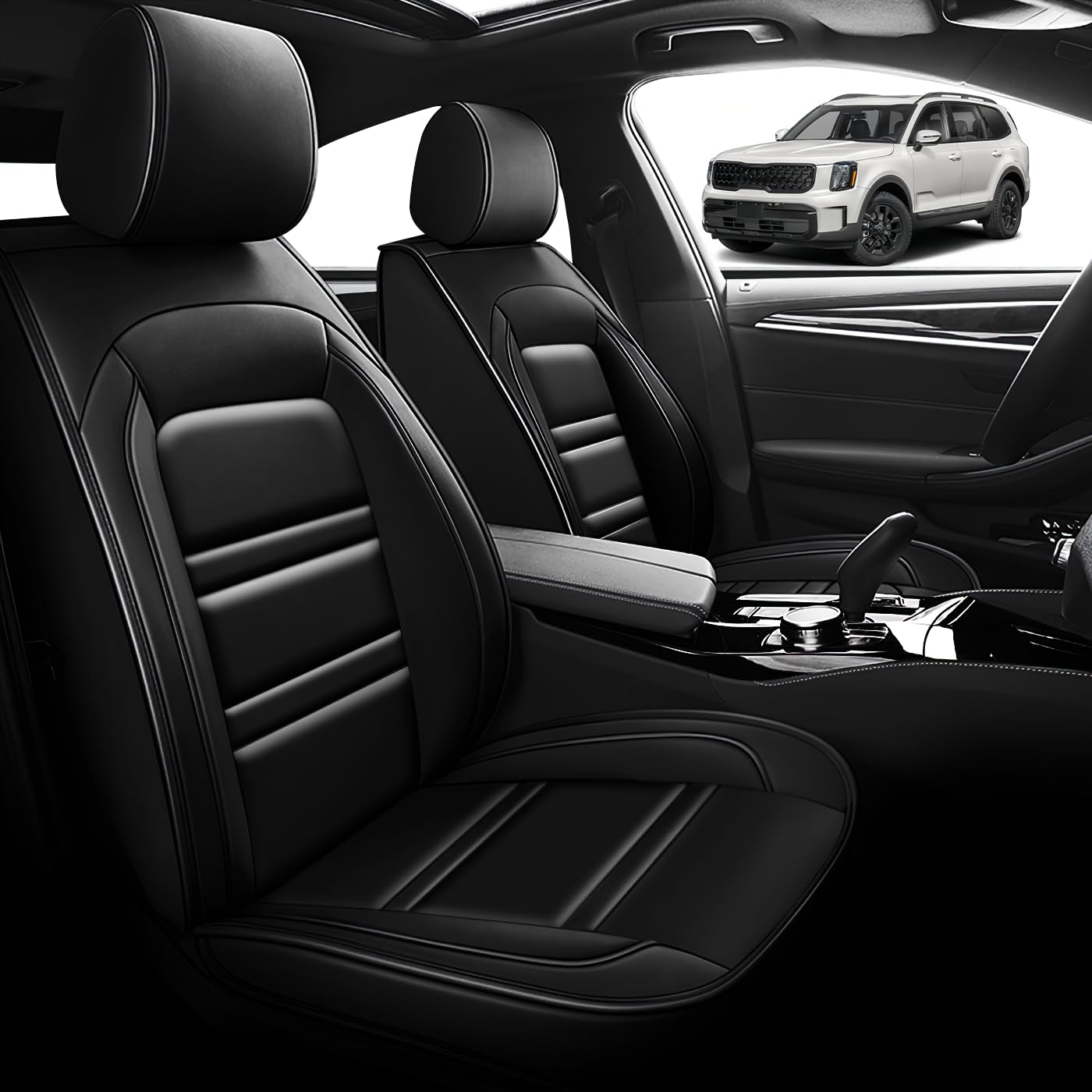 PACKMACH Seat Cover for Kia Telluride 2020-2025 | Car Seat Covers Front Seats, Waterproof Seat Protectors, Automotive Front Seat Covers (Front Seat, Black)