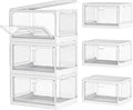 Clear Storage Bin with Lid 3 Pack 【Stackable & Sturdy】 Plastic Multifunctional Folding Storage Bins for Bedroom, Living Room, Study,Room, 23 QT Folding Box with Magnetic door