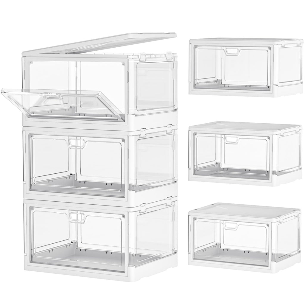 Kmiectse Clear Storage Bins with Lids 3 Pack 【Stackable & Sturdy】