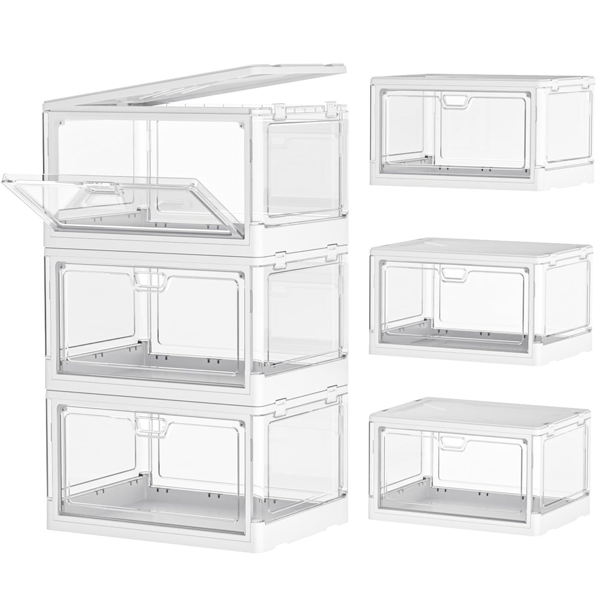 Kmiectse Clear Storage Bins with Lids 3 Pack 【Stackable & Sturdy】