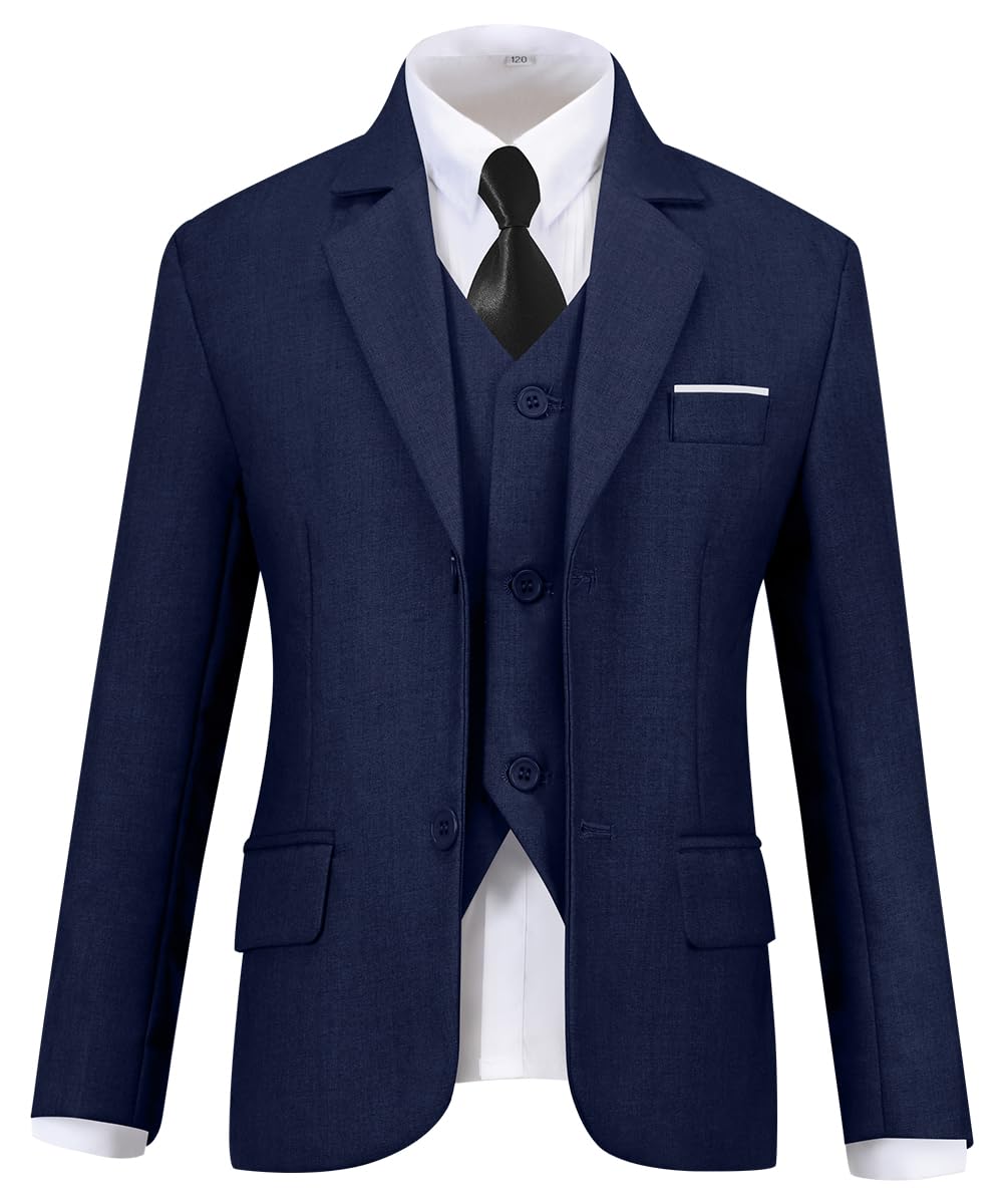 Boys Suit Formal Ring Bearer Outfit for Boy Kids Navy Blue Suits Size 18