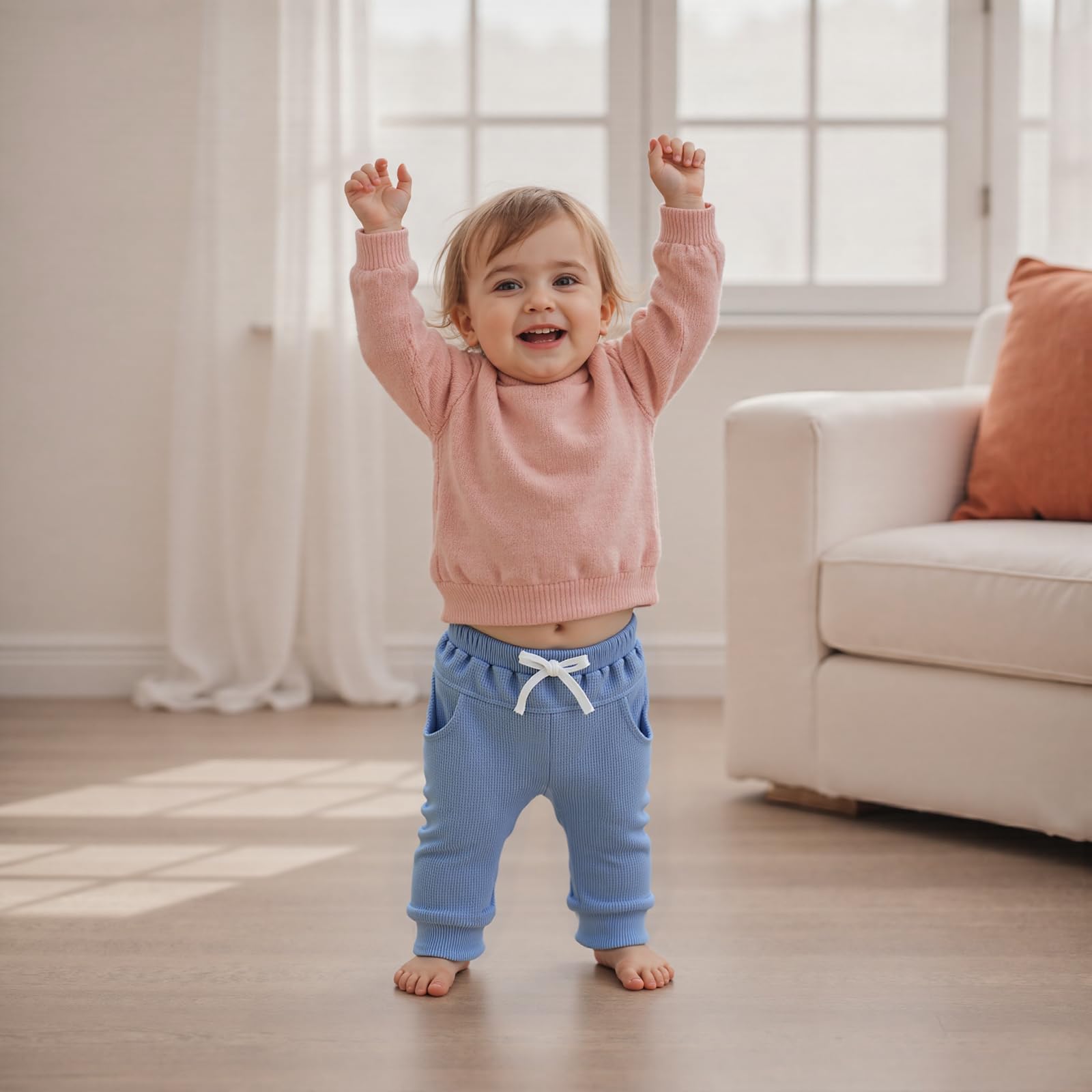 Sejardin Toddler Baby Boy Girl Pants 3 Pack Solid Color Elastic Waist Jogger Sweatpants Newborn Infant Casual Bottoms (Waffle Blue Gray Black, 18-24 Months)