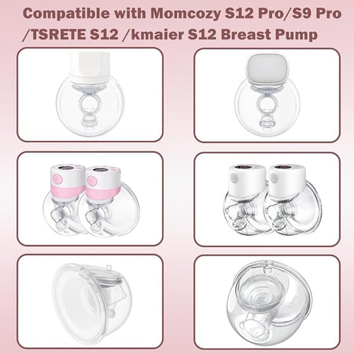 4pcs Duckbill Valves and 2pcs Silicone Diaphragm Compatible with Momcozy S12 Pro/S9 Pro/TSRETE S12/Kmaier S12 Wearable Breast Pumps Accessories,Breast Pump Replacement Parts