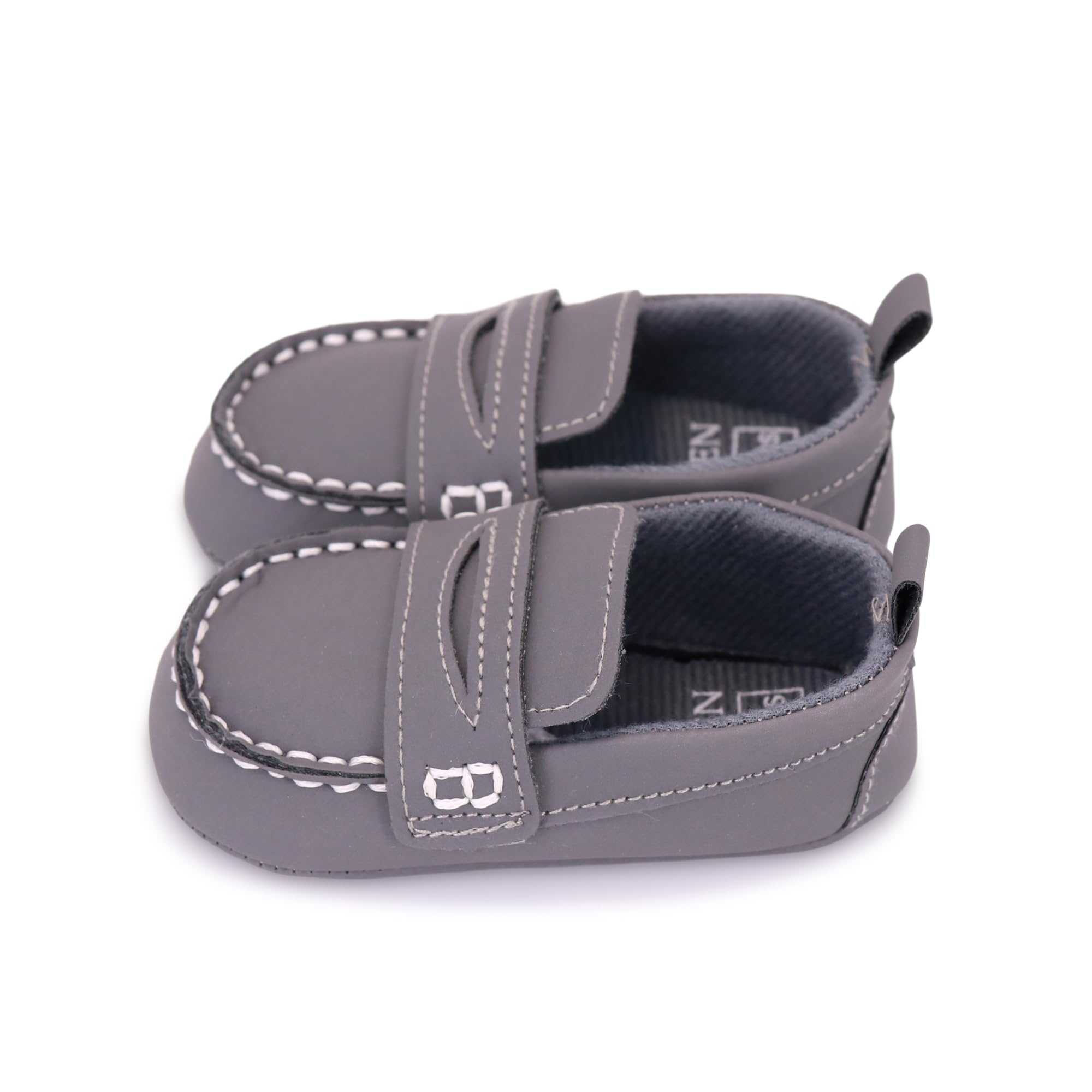 LONSOEN Baby Boys Girls Loafers Prewalker Dress Shoes,Grey 12-18M