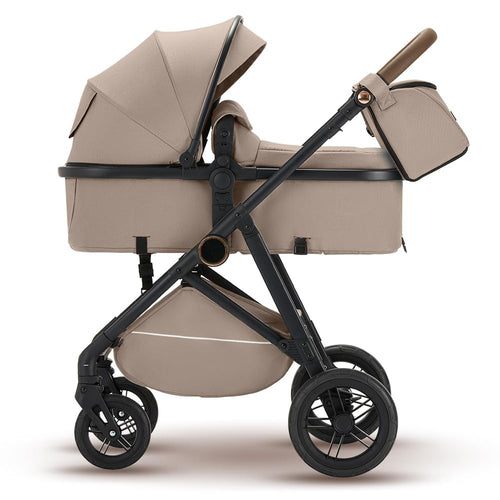 2 in 1 Baby Stroller, High Landscape Infant Stroller Pram Foldable Pushchair with Adjustable Canopy, Storage Basket, Suspension Wheels,5-Point Harness,Mom Bags (Pink)