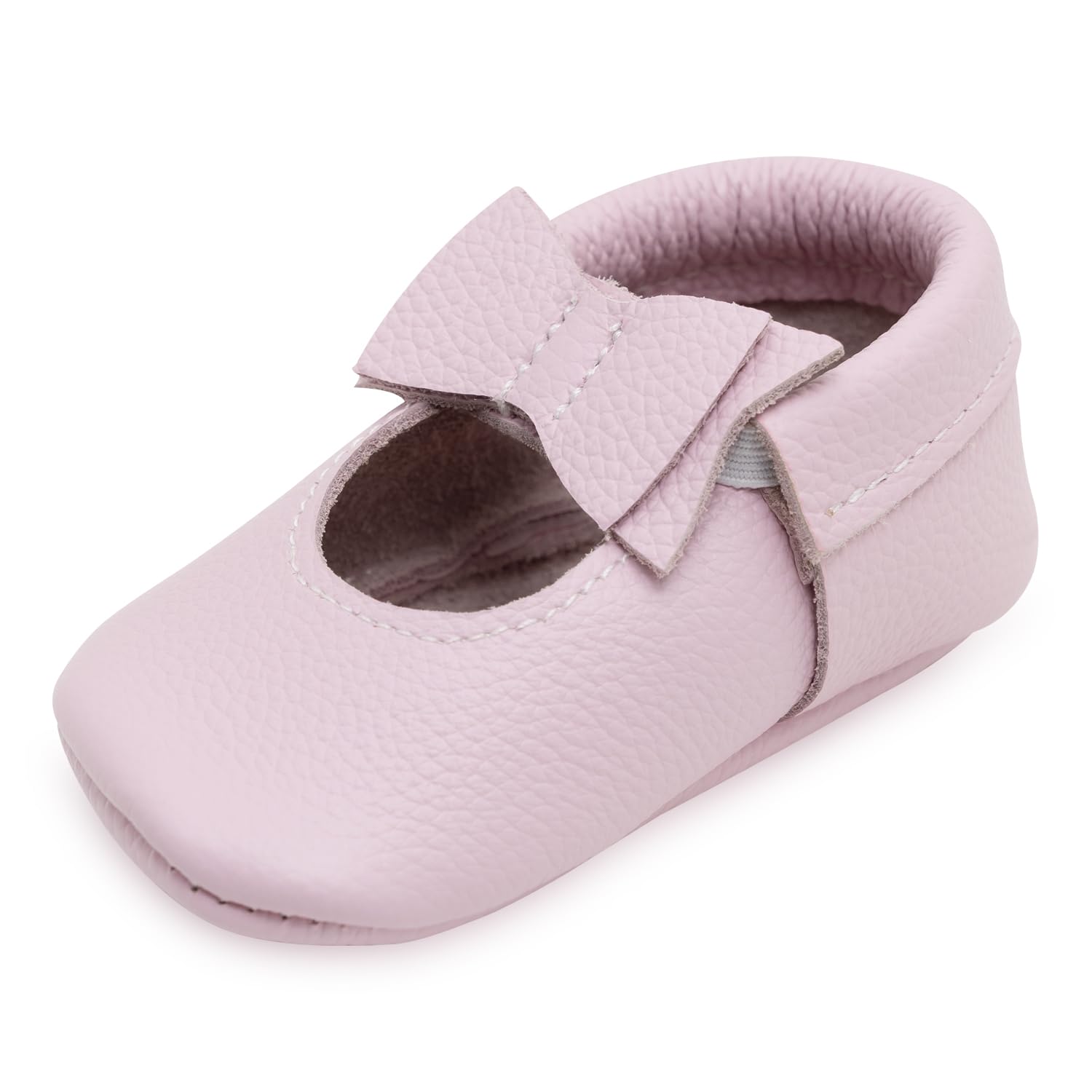 BirdRock Baby Bow and Knot Moccasins - Genuine Leather Baby Girl Shoes (Lavender Bow, US 3)