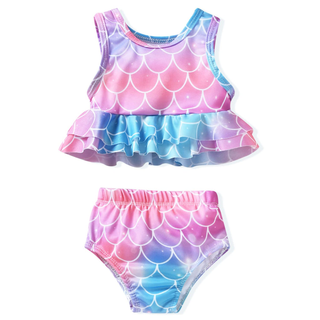 Baby Girls Swimsuit Two Piece Mermaid Ruffle Bathing Suit Bikini Tops Bottoms Swimming Suit Swimwear Beach Wear 0-6 Months
