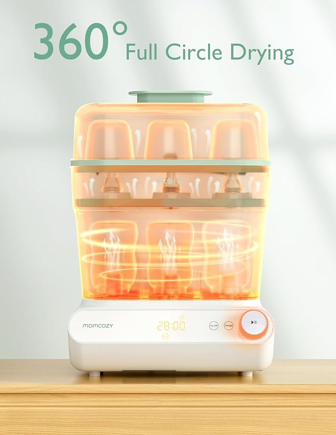 Momcozy 3 Layers Large Bottle Sterilizer and Dryer, Fast Sterilize and Dry, Universal Bottle Sterilizer for All Bottles & Breast Pump Accessories, Touch Screen & Auto-Off Bottle Sanitizer