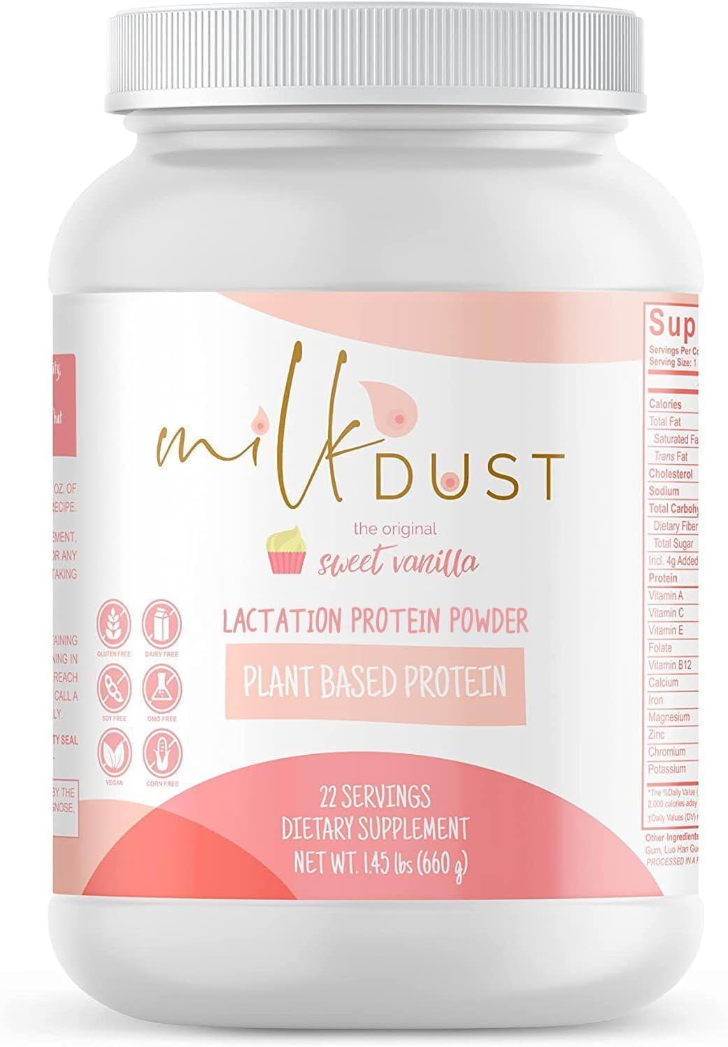 Milk Dust Lactation Protein Powder, Vegan, Boosts Milk Supply, Vanilla