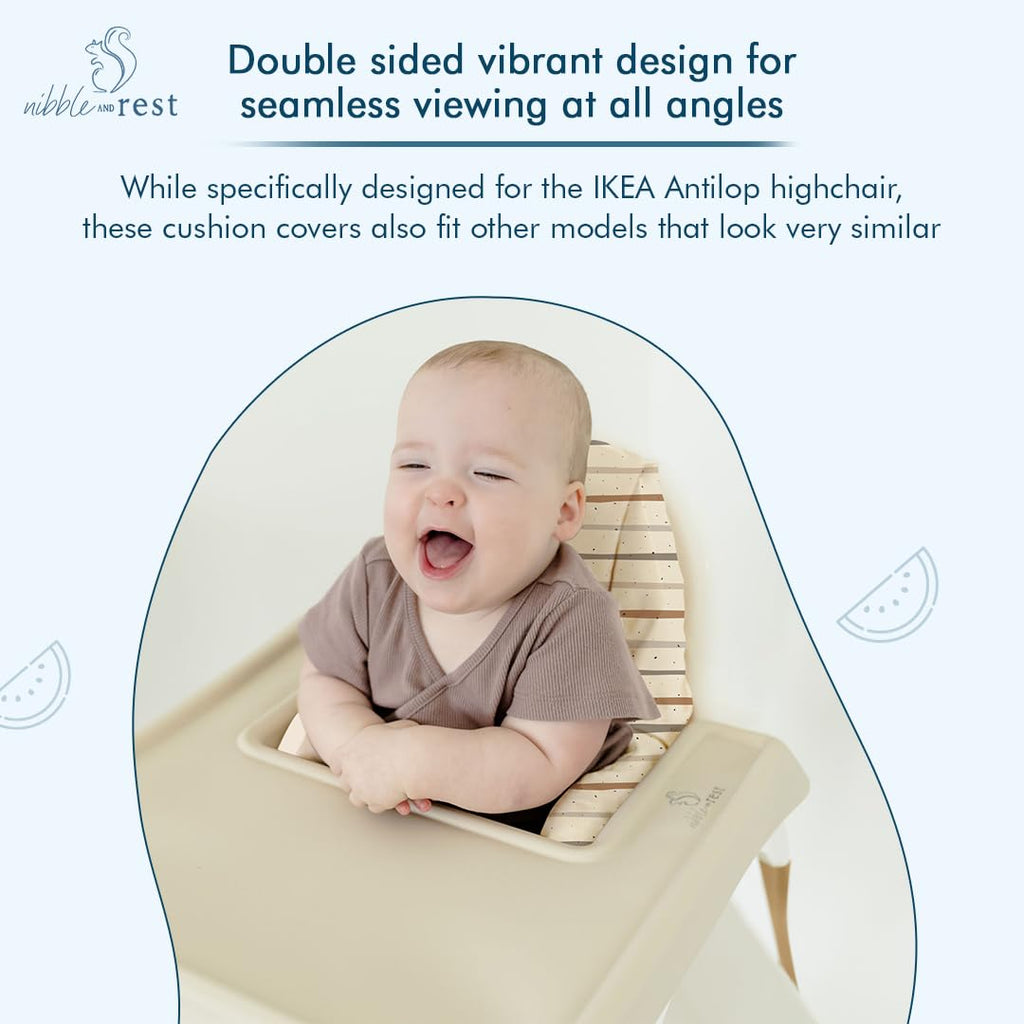 Nibble and Rest Highchair Insert Cover, Compatible for IKEA Antilop Highchair, High Chair Accessories Stain-Proof and Wipeable Insert Cover (Cushion NOT Included)(Bohostripe)