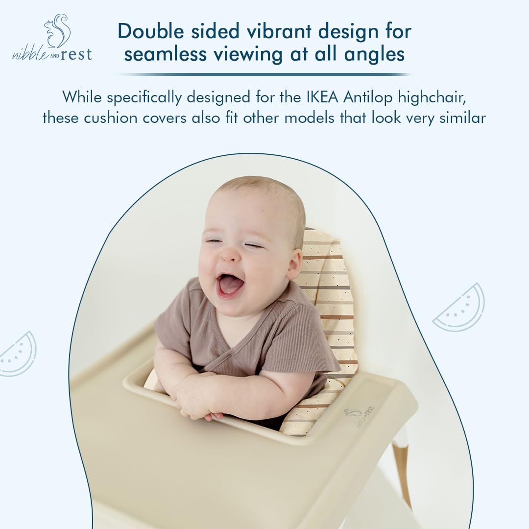 Nibble and Rest Highchair Insert Cover, Compatible for IKEA Antilop Highchair, High Chair Accessories Stain-Proof and Wipeable Insert Cover (Cushion NOT Included)(Bohostripe)