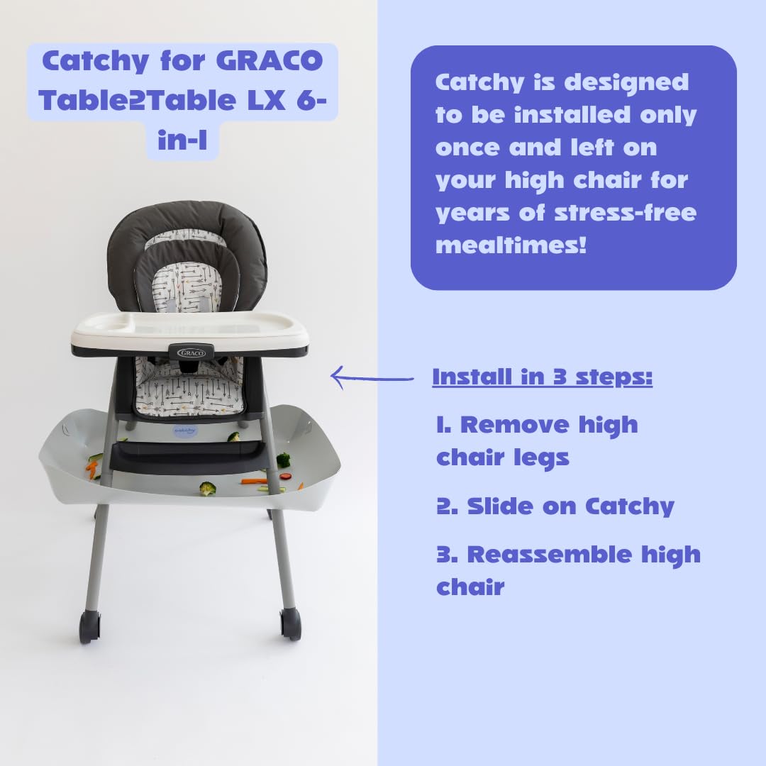 CATCHY - Food Catcher - Compatible with Graco Table2Table LX 6-in-1 High Chair + 11 Other High Chairs - Highchair Sold Separately - Baby & Toddler Food & Mess Catcher - Under High Chair Accessory