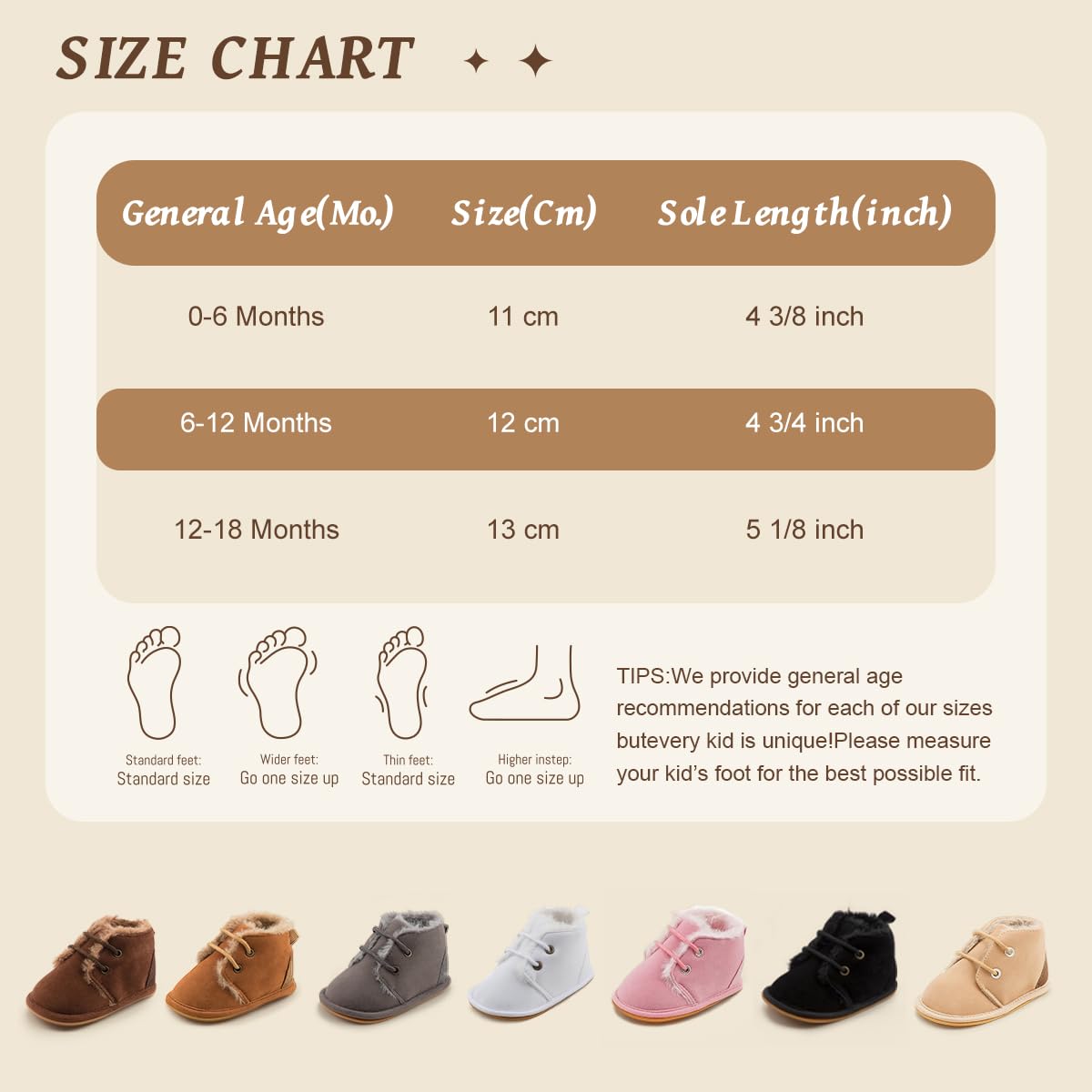 Zoolar Baby Unisex Warm Snow Boots Newborn Leather Fur Lace Up Ankle Anti-Slip Rubber Texture Sole Toddler Prewalker Winter Crib Shoes