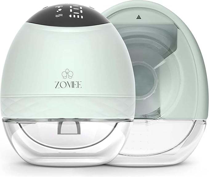 Zomee Fit Wearable Breast Pump, Hands Free, Portable,Discrete Electric Double Breast Pump - Holds 5 oz - Wireless 2+ Hours Battery Leak Proof Anti Backflow -Fanny Pack with Diaper Chaning Pad (Tan)