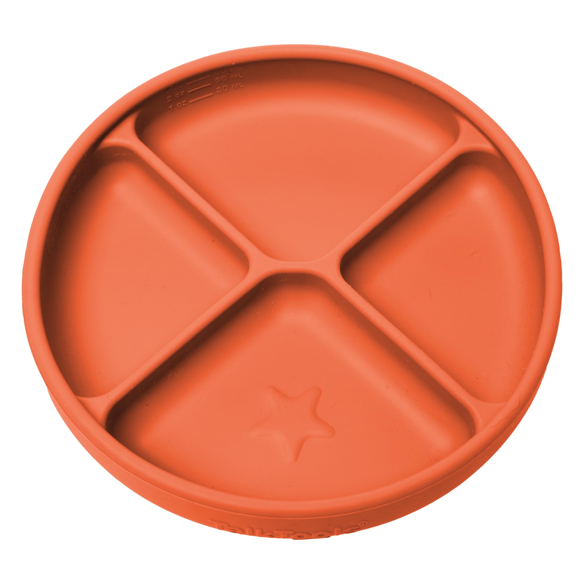 TalkTools Itsy Plate Must-Have Silicone Baby Plates with Suction | Non-Toxic Toddler Feeding Plate | Divided Portion | BPA-Free, Easy-Clean, Travel-Friendly Baby Dishware - Made in USA (Tangerine)