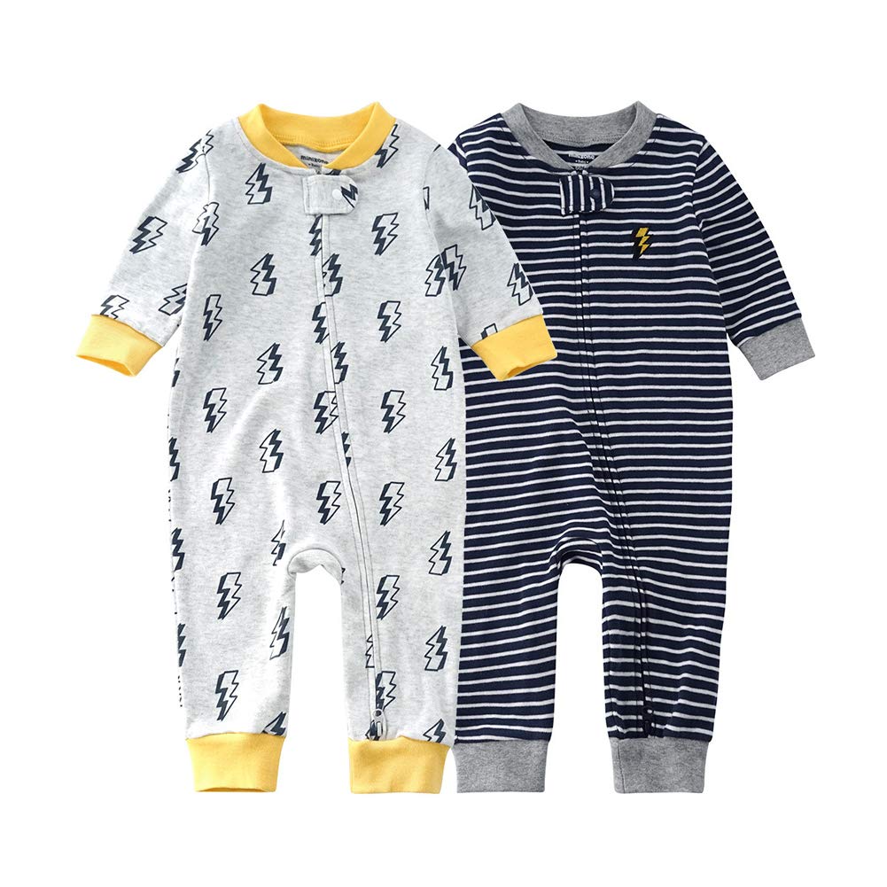 Teach Leanbh Baby 2-Pack Footless Pajamas Cotton Long Sleeve Printing 2 Way Zipper Romper Jumpsuit Sleep and Play 3-24 Months (3-6 Months, Planet)