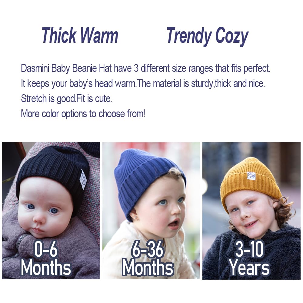 DASMINI Baby Beanie Toddler Winter Hat Infant Babies Newborn Kids Beanies Knit Hats Girl Boy (Brown, 6-36mth)