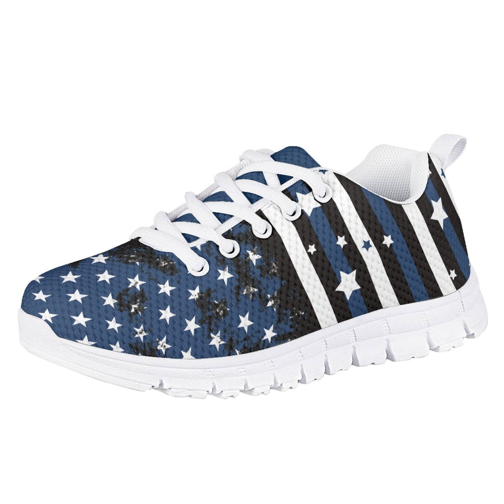 MARSVOVO Walking Shoes for Boy Girl Flexible Athletic Lightweight Breathable Girl Running Shoes Most Comfortable Classic Non Slip Play Travel Shoes Blue Black White Stars Striped Size 12 US