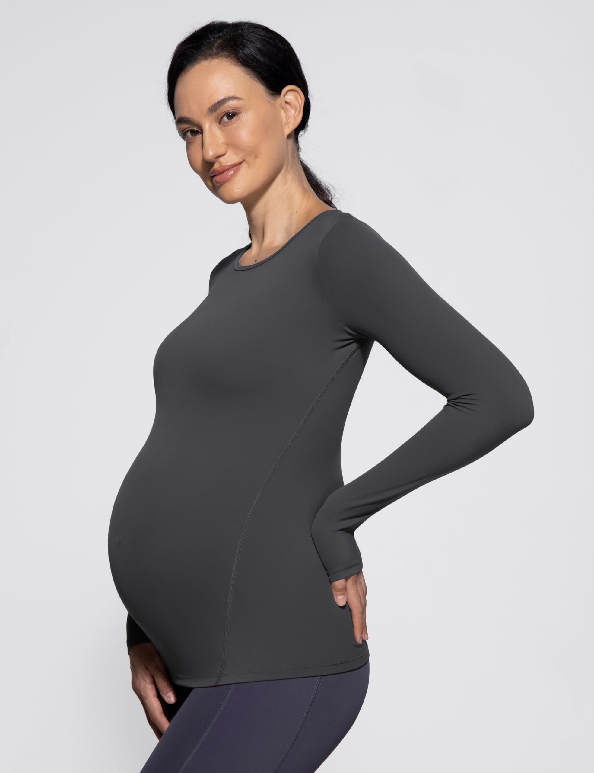 POSHDIVAH Maternity Crew Neck T Shirts for Women Gray Large