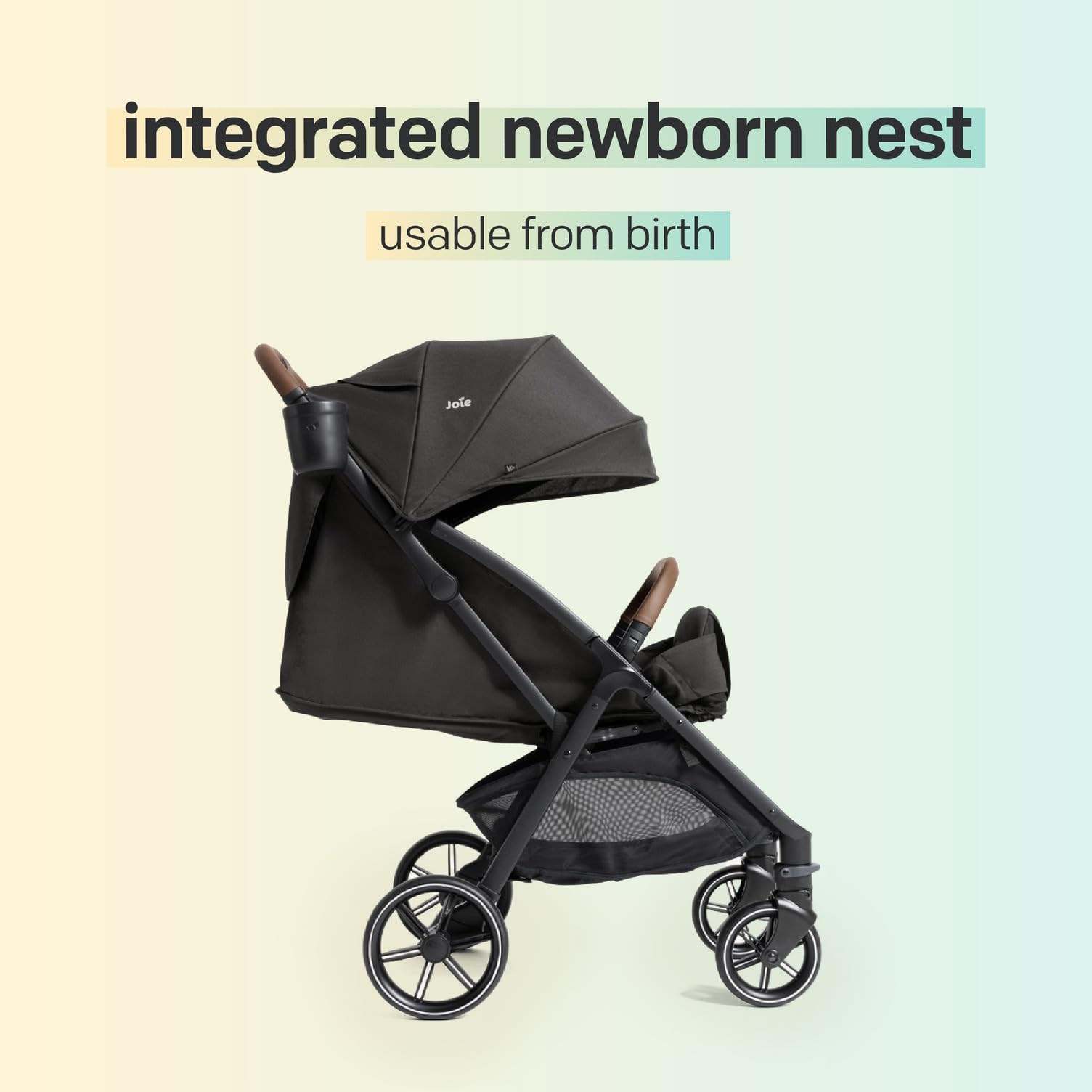 Joie Baby Nutmeg Compact Lightweight Travel Stroller, One‑Hand Fold