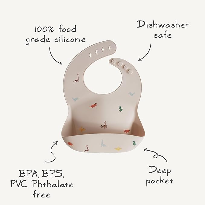 mushie Silicone Baby Bib | Adjustable Fit Waterproof Bibs (Sun Orange)
