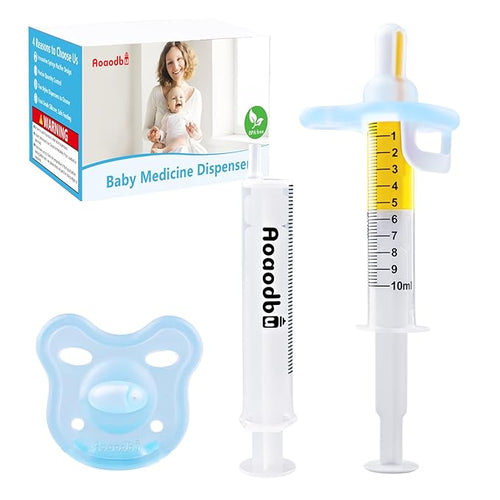 Aoaodbu Baby Medicine Dispenser, Baby Medicine Syringe, 0 months and up Baby Pacifiers, 100% Silicone Pacifiers, BPA-Free (Pink)