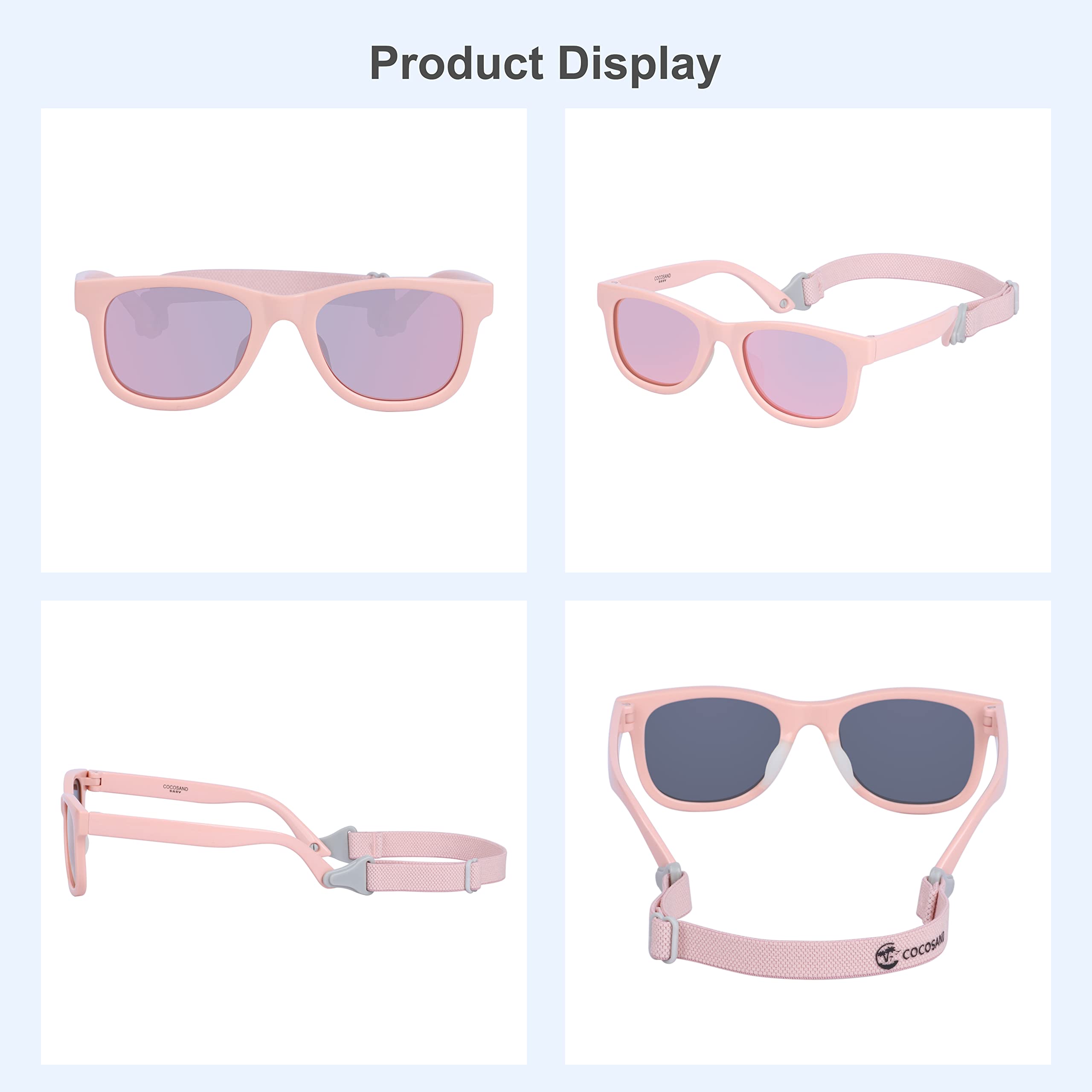 COCOSAND Flexible Polarized Baby Sunglasses with Strap & Silicone Nose Pads