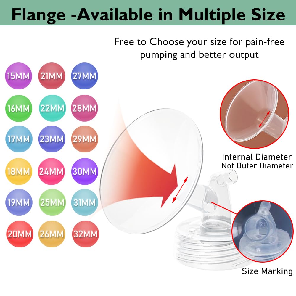 31mm Flange Pump Parts Compatible Spectra S1 S2 9 Breast Pumps Replacement,Full Set Replacements Include Flange Backflow Protector Membrane Duckbill Valve Tube,Not Original Accessories