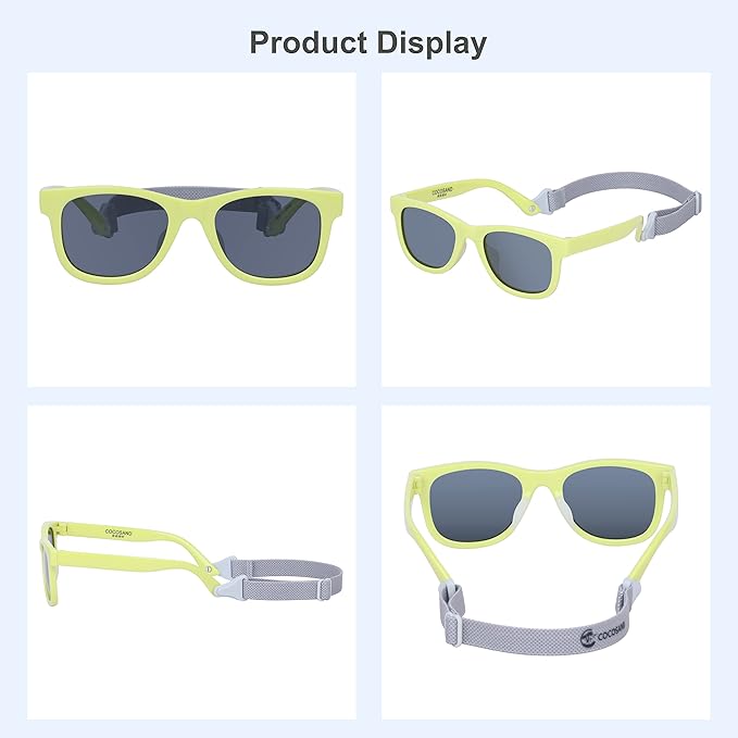 COCOSAND Flexible Baby Sunglasses with Strap Polarized UV Protection for Toddler Infant Newborn Boy Girl Age 0-24 Months