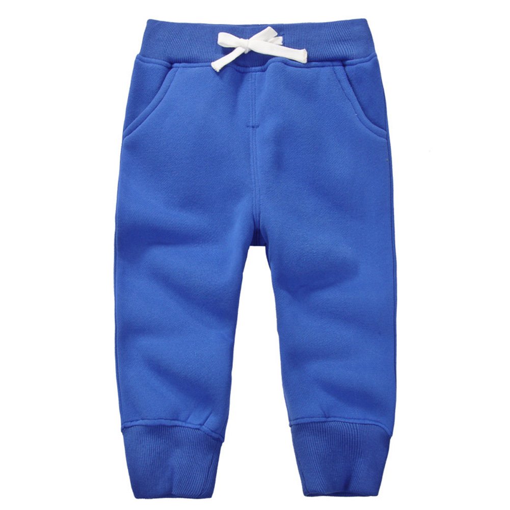 CuteOn Unisex Toddler Jogger Pants Kids Cotton Elastic Waist Winter Baby Sweatpants Pants 5Years Blue