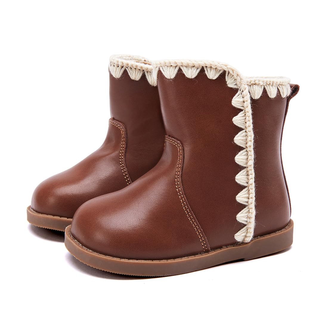 BMCiTYBM Baby Boys Girls Boots Infant Shoes First Walking Booties All Seasons for 6 9 12 15 18 24 Months Brown Size 6