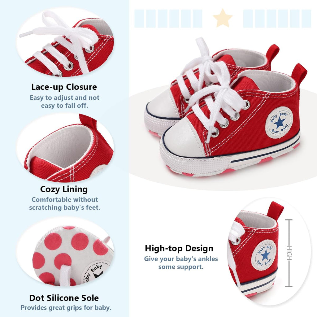 Save Beautiful Baby Girls Boys Canvas Sneakers Soft Sole High-Top Ankle Infant First Walkers Crib Shoes