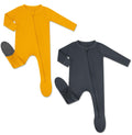 HAPIU Rayon from Bamboo Baby Footed Pajamas, 2 Way Premium Zipper, Footie for Baby Boy Girls, Newborn-24 Months, 2-Pack, Halloween & & Dark Grey, 12-18 Months