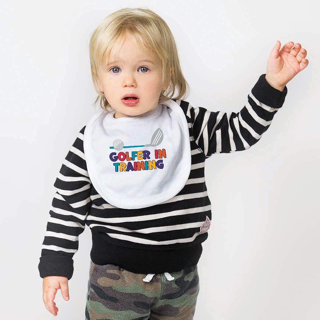 ChalkTalkSPORTS Golf Baby Bib - Golfer in Training - Velcro Closure
