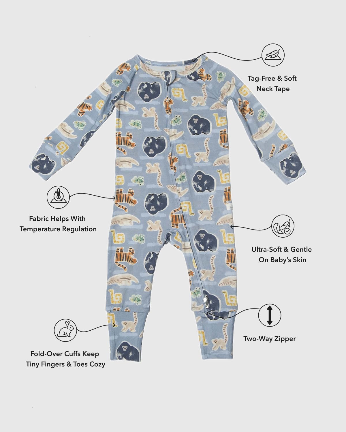 Loulou Lollipop Baby Sleeper, 2-Way Zipper, Soft & Breathable TENCEL™ Lyocell, All Season, Baby Girl & Boy, 3-6 Months - Planets